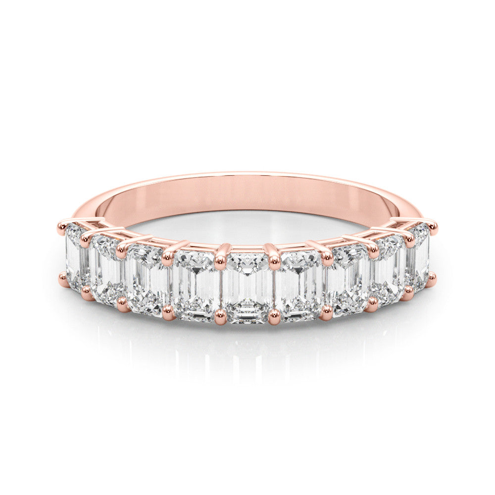 Rose gold Emerald Cut Diamond Prong Set Eternity Band 1