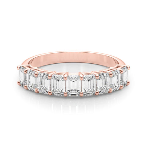 Rose gold Emerald Cut Diamond Prong Set Eternity Band 1