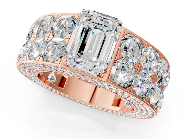 Rose gold Emerald Cut Diamond Radiant Pavé Mens Ring
