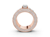 Rose gold Emerald Cut Diamond Radiant Pavé Mens Ring_3