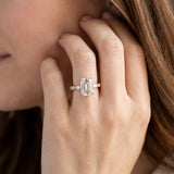 Rose gold Emerald Cut Diamond Ring with Marquise Side Stones and Prong Setting_15