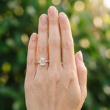 Rose gold Emerald Cut Diamond Ring with Marquise and Round  Side Stones and Four-Prong Setting_98