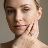 Rose gold Emerald Cut Diamond Ring with Marquise and Round  Side Stones and Four-Prong Setting_99