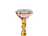 Rose gold Emerald Cut Diamond Ring with Marquise and Round with Citrine side stone Side Stones and Four-Prong Setting_17