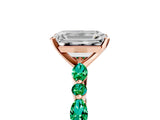 Rose gold Emerald Cut Diamond Ring with Marquise and Round with Emerald side stone Side Stones and Four-Prong Setting_41