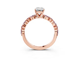 Rose gold Emerald Cut Diamond Ring with Marquise and Round with Morganite side stone Side Stones and Four-Prong Setting_27