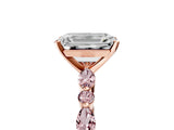 Rose gold Emerald Cut Diamond Ring with Marquise and Round with Morganite side stone Side Stones and Four-Prong Setting_29