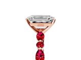 Rose gold Emerald Cut Diamond Ring with Marquise and Round with Ruby side stone Side Stones and Four-Prong Setting_41