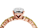 Rose gold Emerald Cut Diamond Ring with Marquise and Round with Yellow Sapphire side stone Side Stones and Four-Prong Setting_28