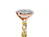 Rose gold Emerald Cut Diamond Ring with Marquise and Round with Yellow Sapphire side stone Side Stones and Four-Prong Setting_29