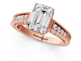 Rose gold Emerald Cut Diamond Ring with Milgrain Pavé Band and Four-Prong Setting_25