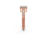 Rose gold Emerald Cut Diamond Ring with Milgrain Pavé Band and Four-Prong Setting_26