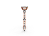 Rose gold Emerald Cut Diamond Ring with Pavé Band and Four-Prong Setting_55