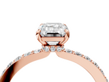 Rose gold Emerald Cut Diamond Ring with Pavé Band and Four-Prong Setting_57