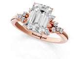 Rose gold Emerald Cut Diamond Ring with Side Stones and Four-Prong Setting_117
