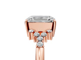 Rose gold Emerald Cut Diamond Ring with Side Stones and Four-Prong Setting_121