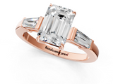 Rose gold Emerald Cut Diamond Ring with Tapered Baguette Side Stones in Four-Prong Setting_17