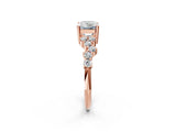 Rose gold Emerald Cut Diamond Scattered Round Accent Ring with Prong Setting_14