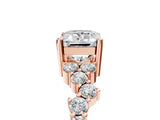 Rose gold Emerald Cut Diamond Scattered Round Accent Ring with Prong Setting_17
