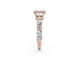 Rose gold Emerald Cut Diamond Side Stone Engagement Ring with Four-Prong Setting_26