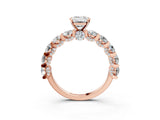 Rose gold Emerald Cut Diamond Side Stone Engagement Ring with Four-Prong Setting_27