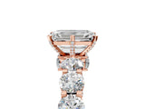 Rose gold Emerald Cut Diamond Side Stone Engagement Ring with Four-Prong Setting_29