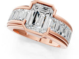 Rose gold Emerald Cut Diamond Side Stone Engagement Ring_1