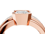 Rose gold Emerald Cut Diamond Side Stone Engagement Ring_4