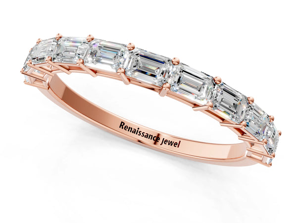 Rose gold Emerald Cut Diamond Single Row Wedding Band