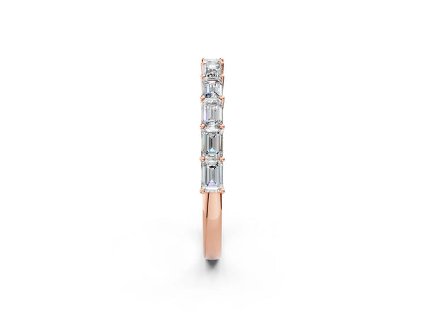 Rose gold Emerald Cut Diamond Single Row Wedding Band