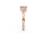 Rose gold Emerald Cut Diamond Solitaire Celtic Knot Ring with Four-Prong Setting_100