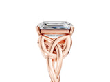 Rose gold Emerald Cut Diamond Solitaire Celtic Knot Ring with Four-Prong Setting_103