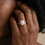 Rose gold Emerald Cut Diamond Solitaire Celtic Knot Ring with Four-Prong Setting_14