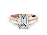Rose gold Emerald Cut Diamond Solitaire Engagement Ring with Cathedral Setting and Four-Prong Mount_245