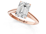 Rose gold Emerald Cut Diamond Solitaire Engagement Ring with Cathedral Setting and Four-Prong Mount_246