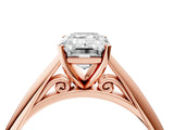Rose gold Emerald Cut Diamond Solitaire Engagement Ring with Cathedral Setting and Four-Prong Mount_249