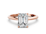 Rose gold Emerald Cut Diamond Solitaire Engagement Ring with Classic Band and Four-Prong Setting_37