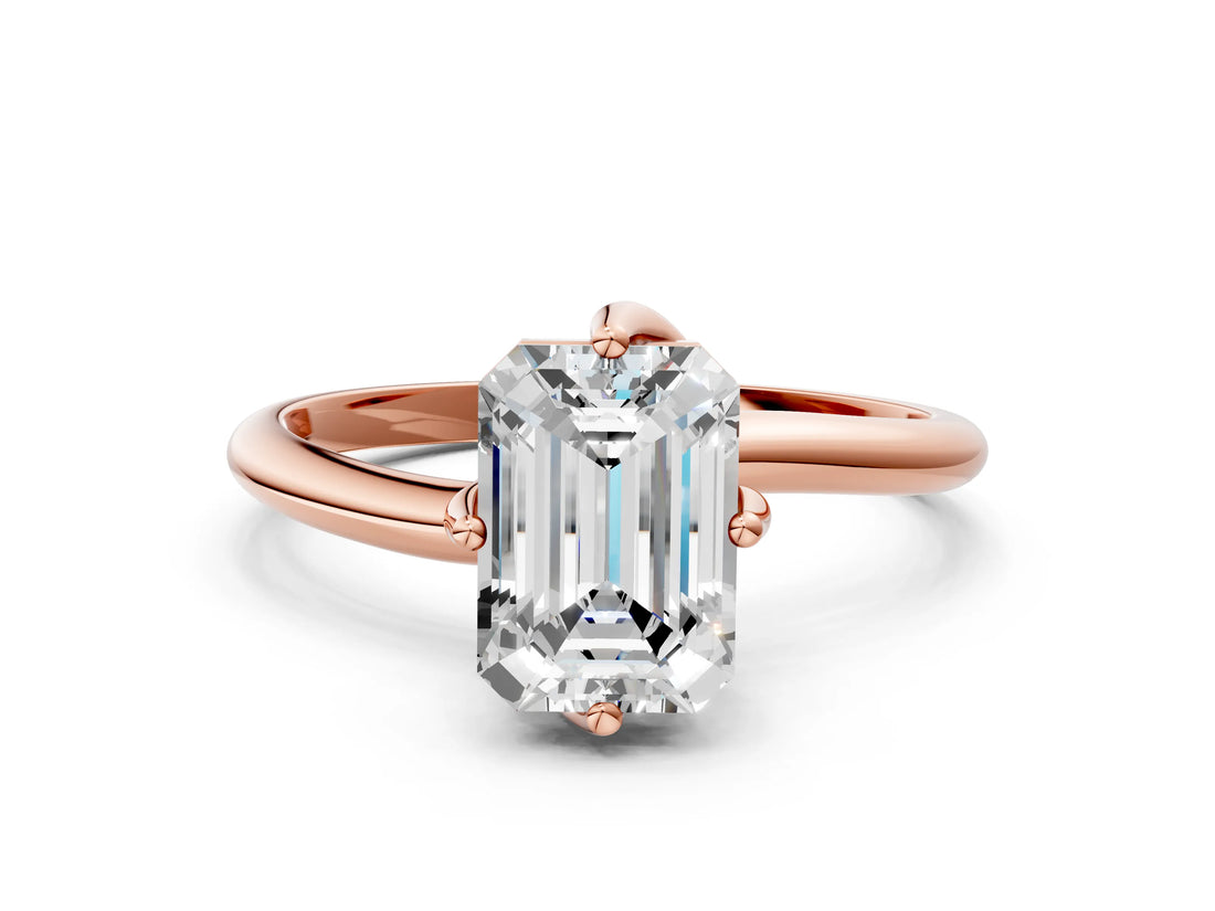 Rose gold Emerald Cut Diamond Solitaire Engagement Ring with Four-Prong Setting and Classic Band_20