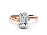 Rose gold Emerald Cut Diamond Solitaire Engagement Ring with Four-Prong Setting and Classic Band_20