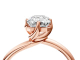 Rose gold Emerald Cut Diamond Solitaire Engagement Ring with Four-Prong Setting and Classic Band_24