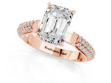 Rose gold Emerald Cut Diamond Solitaire Engagement Ring with Pavé Band and Four-Prong Setting_1