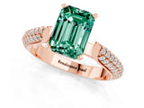 Rose gold Emerald Cut Diamond Solitaire Engagement Ring with Pavé Band and Four-Prong Setting_1