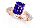 Rose gold Emerald Cut Diamond Solitaire Engagement Ring with Pavé Band and Four-Prong Setting_1