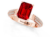 Rose gold Emerald Cut Diamond Solitaire Engagement Ring with Pavé Band and Four-Prong Setting_1