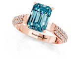Rose gold Emerald Cut Diamond Solitaire Engagement Ring with Pavé Band and Four-Prong Setting_1