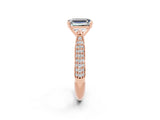 Rose gold Emerald Cut Diamond Solitaire Engagement Ring with Pavé Band and Four-Prong Setting_2