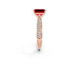 Rose gold Emerald Cut Diamond Solitaire Engagement Ring with Pavé Band and Four-Prong Setting_2