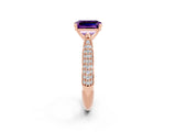 Rose gold Emerald Cut Diamond Solitaire Engagement Ring with Pavé Band and Four-Prong Setting_2