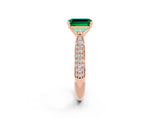 Rose gold Emerald Cut Diamond Solitaire Engagement Ring with Pavé Band and Four-Prong Setting_2