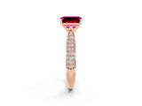 Rose gold Emerald Cut Diamond Solitaire Engagement Ring with Pavé Band and Four-Prong Setting_2